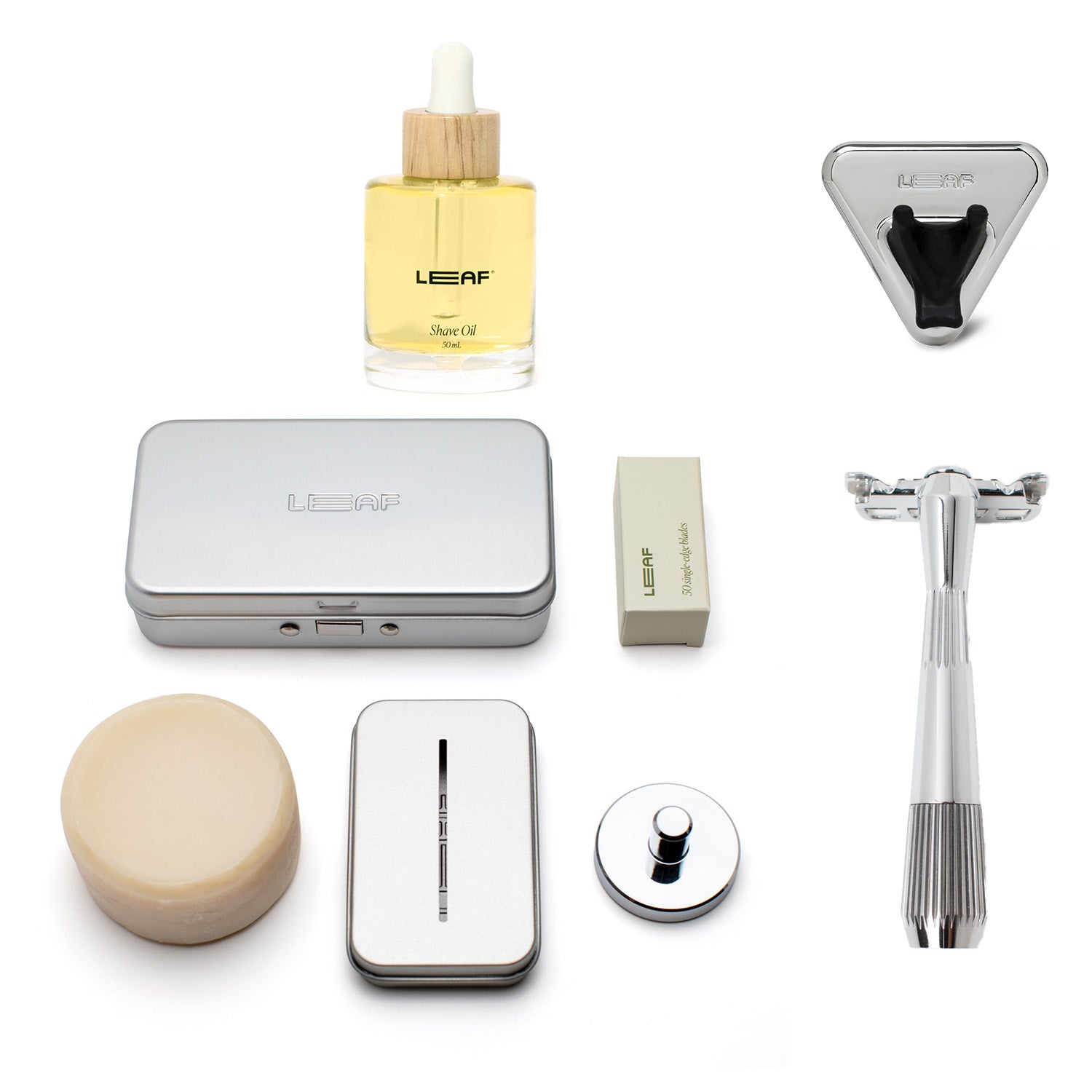 Everything Bundle for single-edge razor in chrome finish