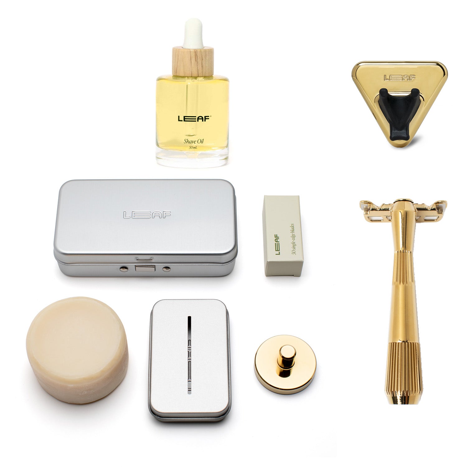 Everything Bundle for single-edge razor in gold finish