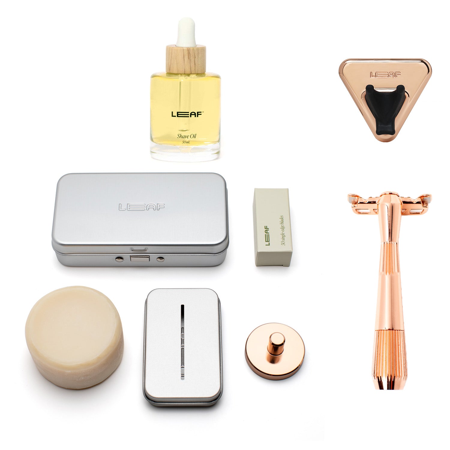 Everything Bundle for single-edge razor in rose gold finish