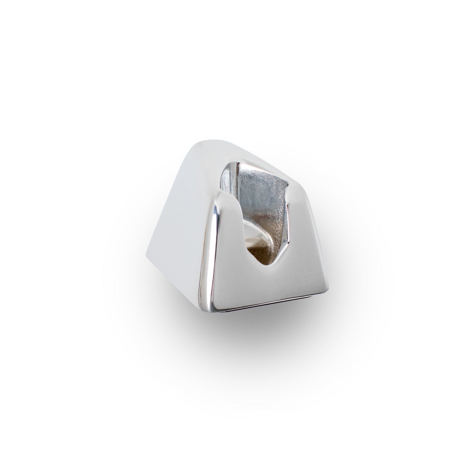A Leaf Shave brand Leaf razor stand in the finish called Chrome