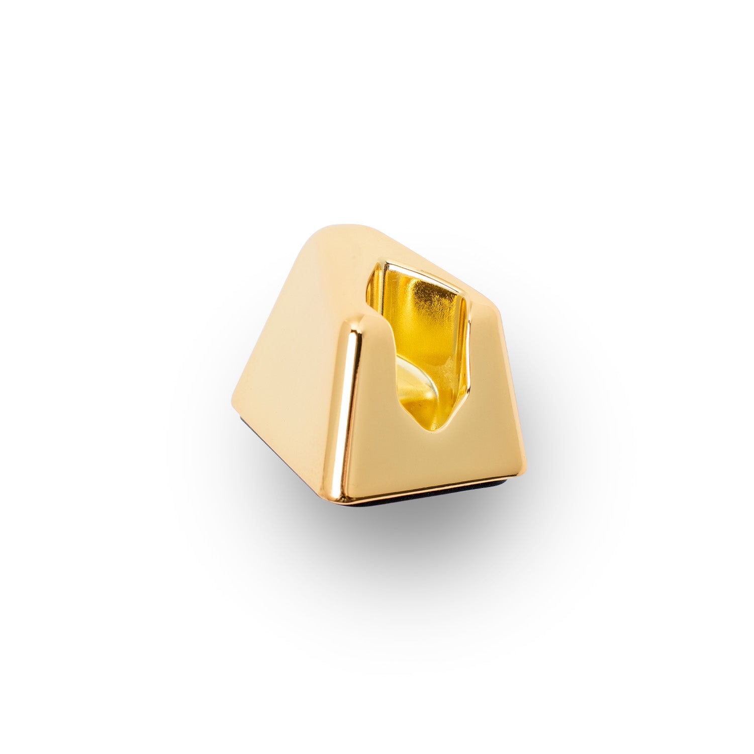 A Leaf Shave brand Leaf razor stand in the finish called Gold