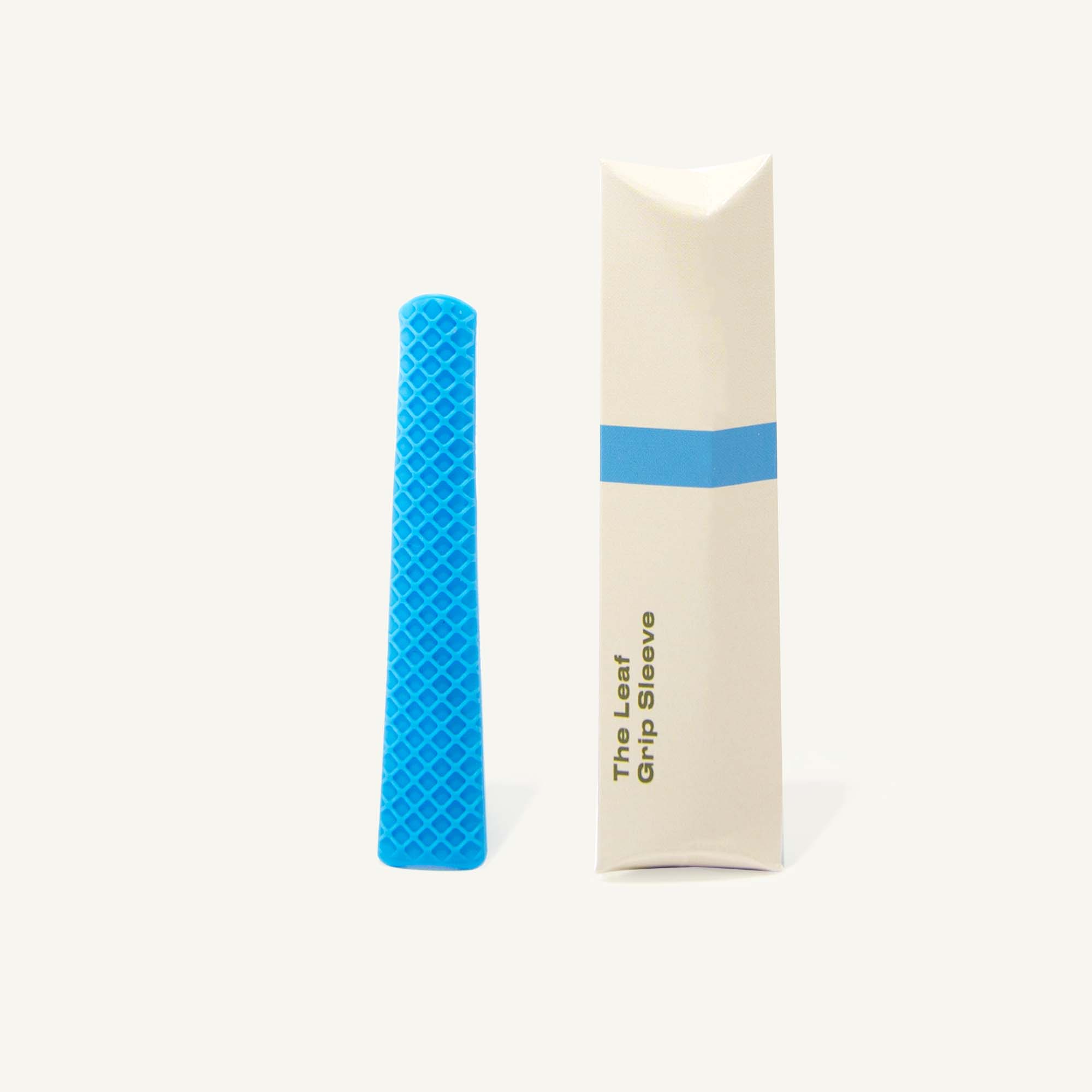 Light blue grip next to packaging.