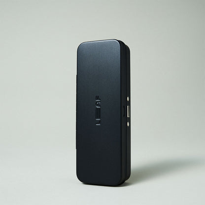 Black power bank on a light gray background