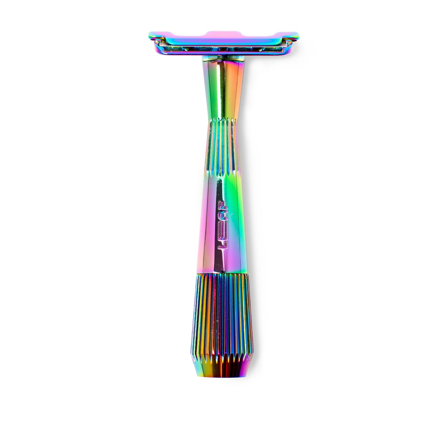 A Leaf Shave brand Single-Edge razor in the finish called Prism